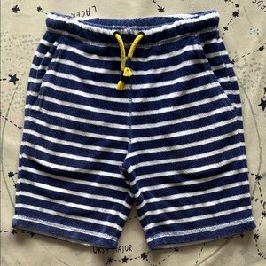 Mini Boden toweling Navy and White Striped Shorts with drawstrings